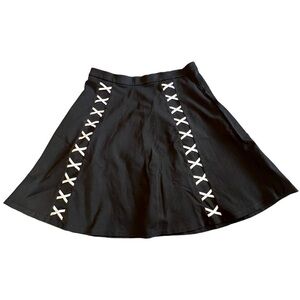 Catherine Malandrino Lace Up A Line Black Skirt Large Whimsigoth Vamp Goth Doll